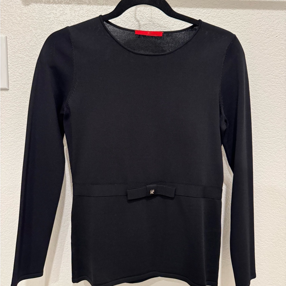 Elegant Black Top with Bow Detail